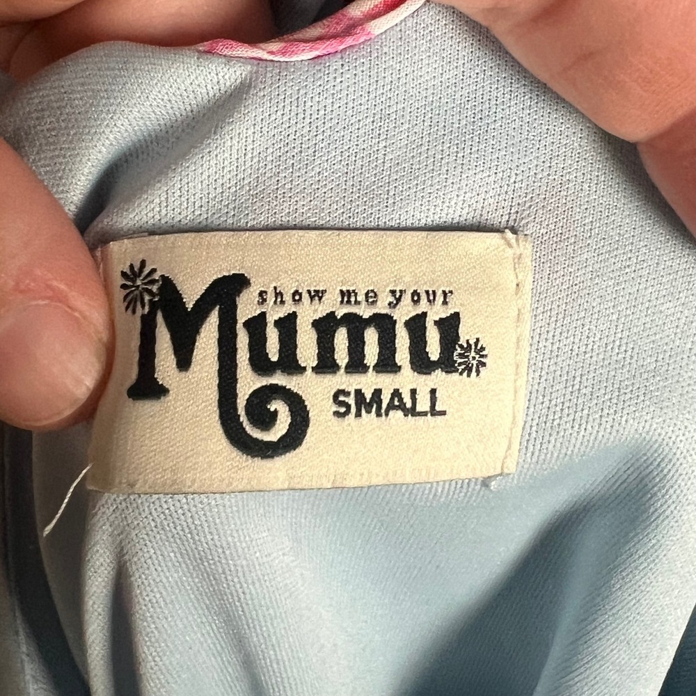 Show‎ Me Your Mumu Women Bull Skull Print Shift Dress Sleeveless Small Blue - Picture 3 of 4